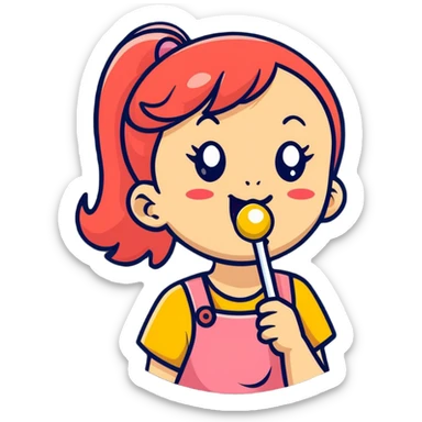 girl licking lollipop  sticker