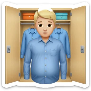 Pregnant blonde man in a closet sticker