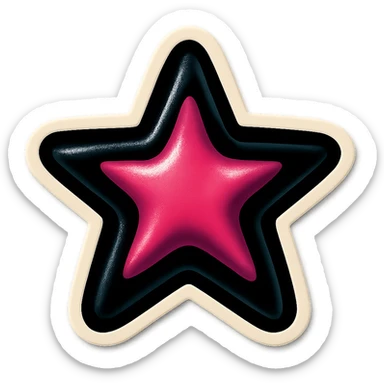 black and pink star, bold and playful, vintage sticker look sticker