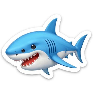 Un emoji de un tiburón con tenis azules sticker