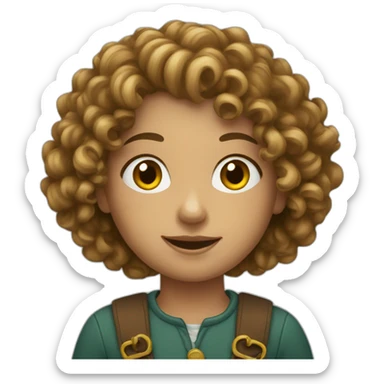 Curly European Girl who hold money sticker