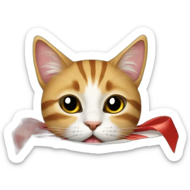 cat sticking its head out of a Christmas present sticker