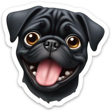 Black pug smacking face sticker