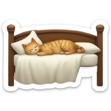 cat sleeps on a big bed sticker