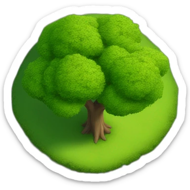Tree as seen from the sky, looked down from the top, simplified and photorrealistic sticker