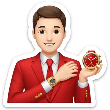 man  in red holiday new year suit sticker