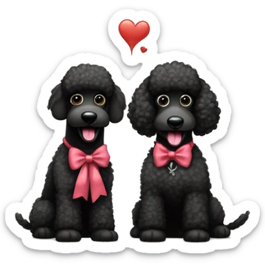 Two BLACK poodles wearing bows with a big smile. Also with a bandanna around its neck. Both Dogs needs to be all black sticker