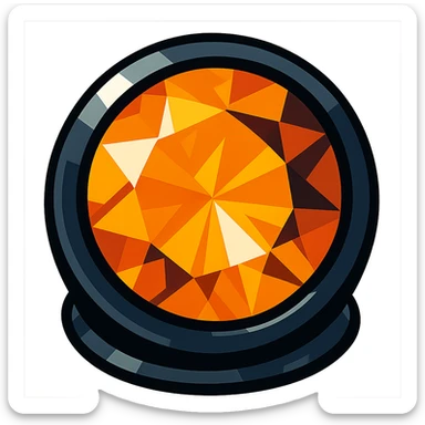 extreme up close amber round cut holographic gem with black metal accent sticker