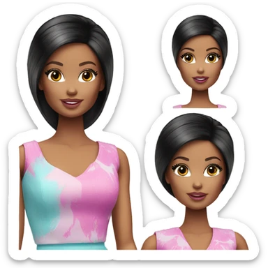 Barbie doll black hair sticker