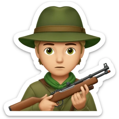 man hunter aiming a rifle, minimal background sticker