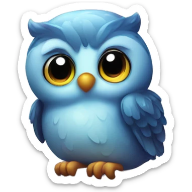 Kawaii colorful baby owl in a moonlit globe sticker