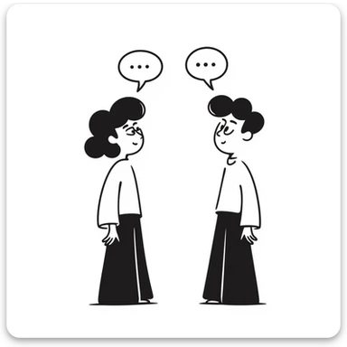 two people talking with dialog balloons, hand drawn doodle style sticker