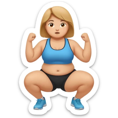 Chubby girl doing air squats sticker