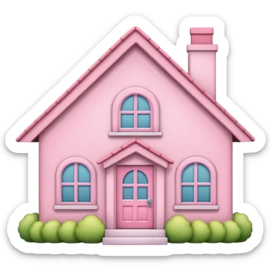 Pretty pink cartoon house a little more realistic like an emoji style  sticker