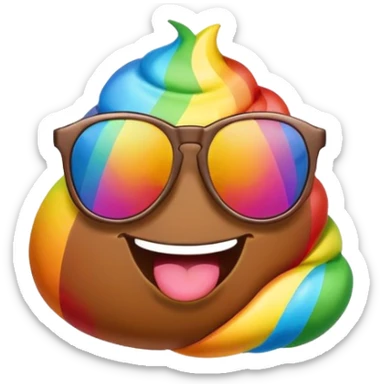 rainbow poop emoji with sunglasses sticker
