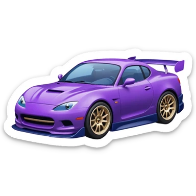 Purple and navy blue car doing a drift. sticker