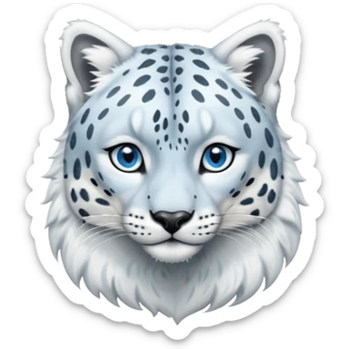 Shiny realistic feral wildlife lifelike elegant Snow-Leopard-Amaura-Arctic-Fox-fusion-hybrid, full body  sticker