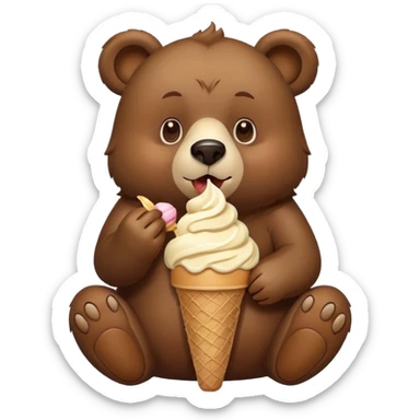 bear eating ice cream sticker