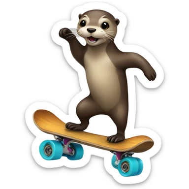 Otter skating sticker