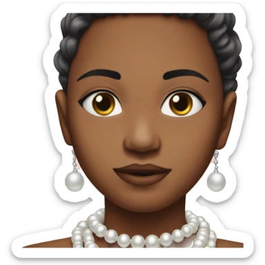 Karen touching pearls around neck sticker