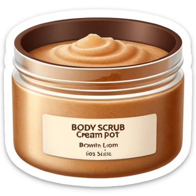 Body scrub cream pot with label brown sticker