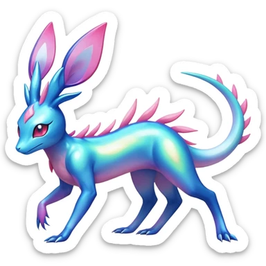 Colorful Shiny Exotic Amaura-Salandit-Aurorus-Sylveon-Fakémon-hybrid-creature (full body)  sticker