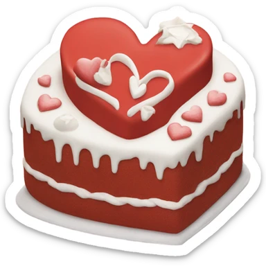 red heart shaped cake sticker