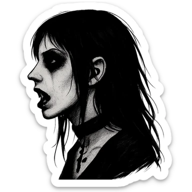 goth scary profile girl, remove background sticker
