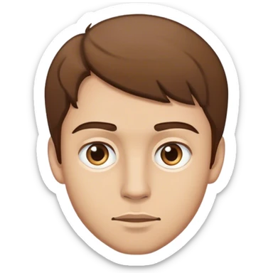 A man who has turned to the side and looks to one side with both eyes, the man has light skin and brown hair sticker