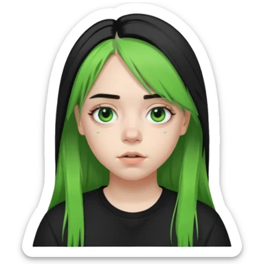 billie eilish half green half black hair sticker