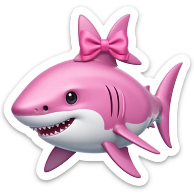Pink shark with pink bow on its head sticker