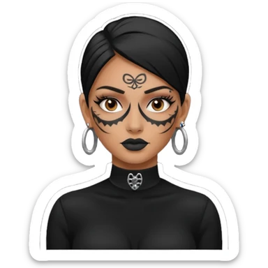 white shaman woman black clothes black accesories face tattoos sticker