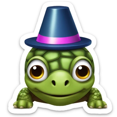 Turtle with a party hat on its head sticker