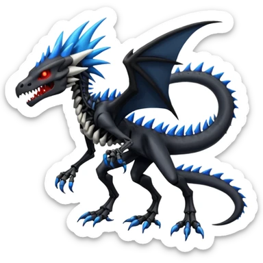 Edgy Cool Badass Evil Skeletal Salandit-Zekrom-Silvally-Nargacuga-fusion (full body) sticker