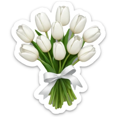 white tulip bouquet  sticker