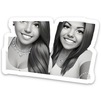 smiling girls with jewelry sticker