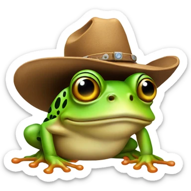 Frog wearing cowboy hat sticker