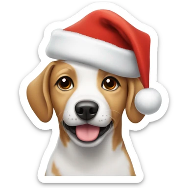 Dog wearing a Christmas hat sticker