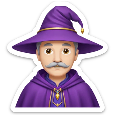 wizard with mustache, purple cloack sticker