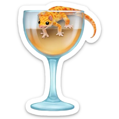 orange leopard gecko in a glass cup sticker