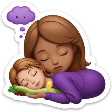 Girl with long light brown hair asleep thought bubble with eggplant in it sticker
