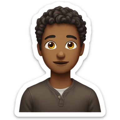 Brown boy with wavy short hair and beautiful eyes  sticker