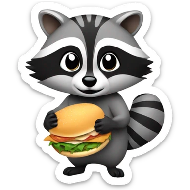 raccoon holding a chicken sandwich sticker