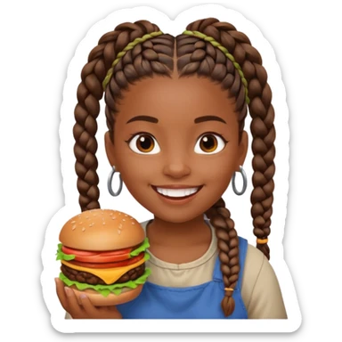 young black girl viking eating burger sticker