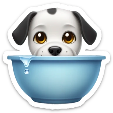 black white dog bowl with water sticker