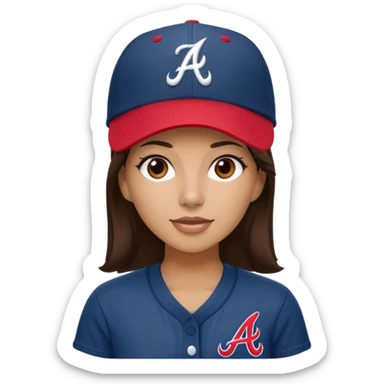 Brunette woman with Atlanta braves hat on sticker