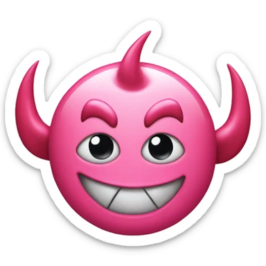 Pink devil emoji with kiss face sticker