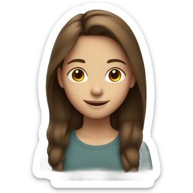 smiling girl with brown hair valentines sticker