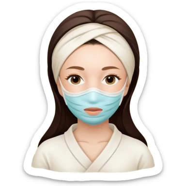 lady is relaxing with a facemask sticker