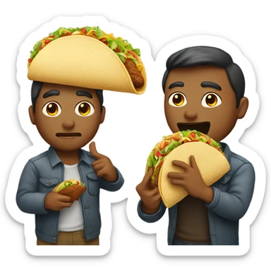 Man eating taco in one hand and cookie in the other  sticker